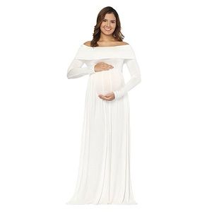 DYMADE Long Sleeve Maternity Maxi Dress